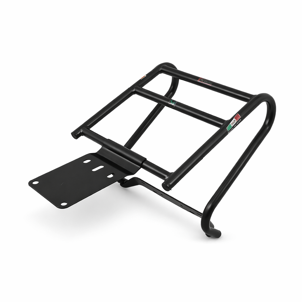 Parrilla metálica negra FACO 08420 montaje trasero Vespa clásica