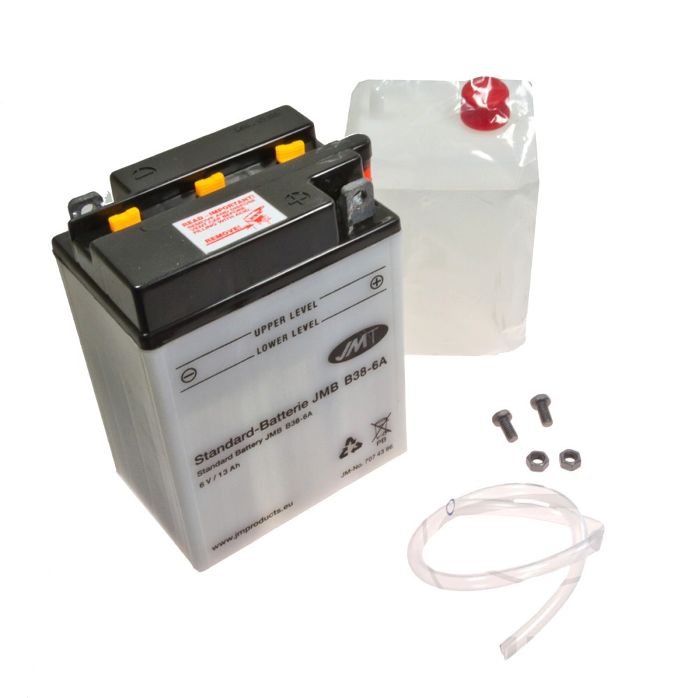 Batería de ácido JMT B38-6A 6V 13Ah para moto con pack de ácido incluido