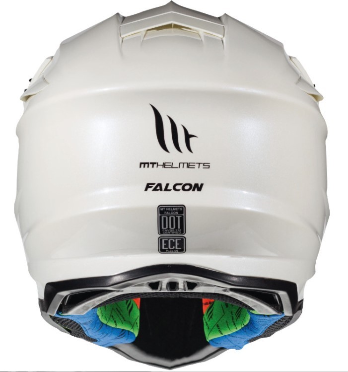 Casco Cross MT FALCON SOLID A0 Blanco Perla Brillo 2