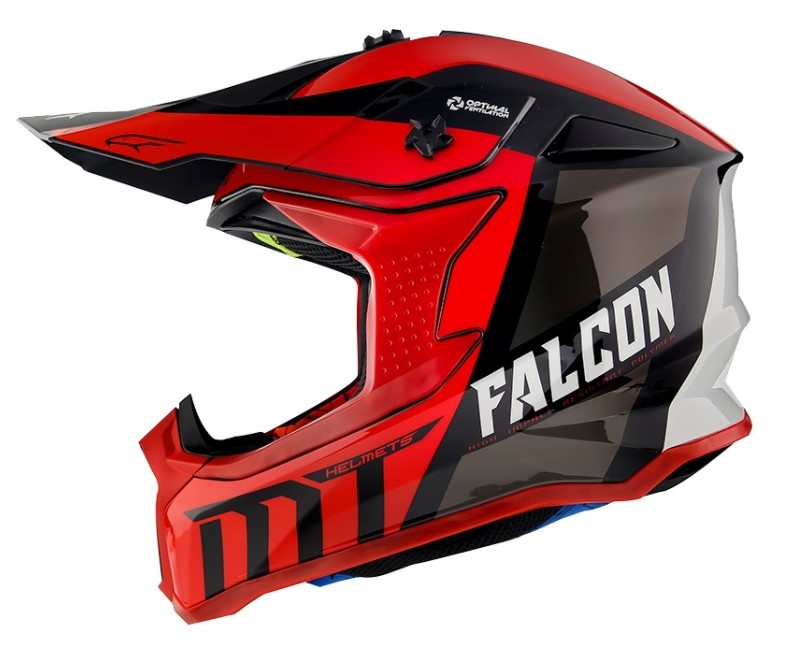 Casco Cross MT FALCON WARRIOR C5 ROJO PERLA BRILLO 2