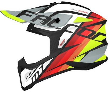 Casco Cross MT FALCON THR B0 Blanco, Rojo, Amarillo Brillo