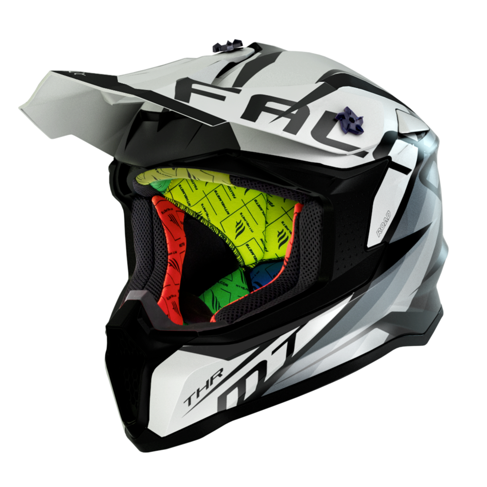 Casco Cross MT FALCON THR B2 Blanco/Gris Mate