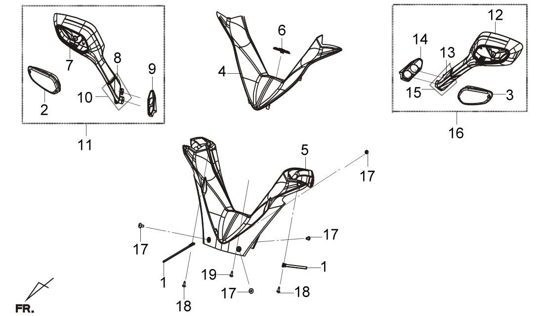 Espejo SYM Joymax 125i/300 Derecho