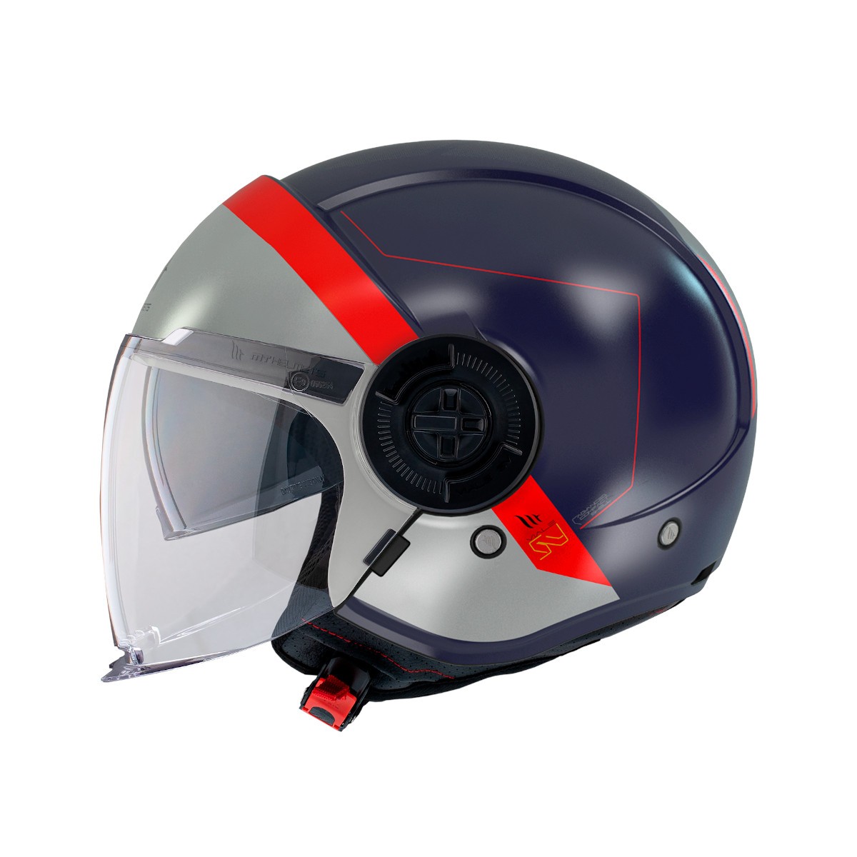 Casco Jet MT VIALE SV S 68 UNITS D7 Azul/Gris Mate