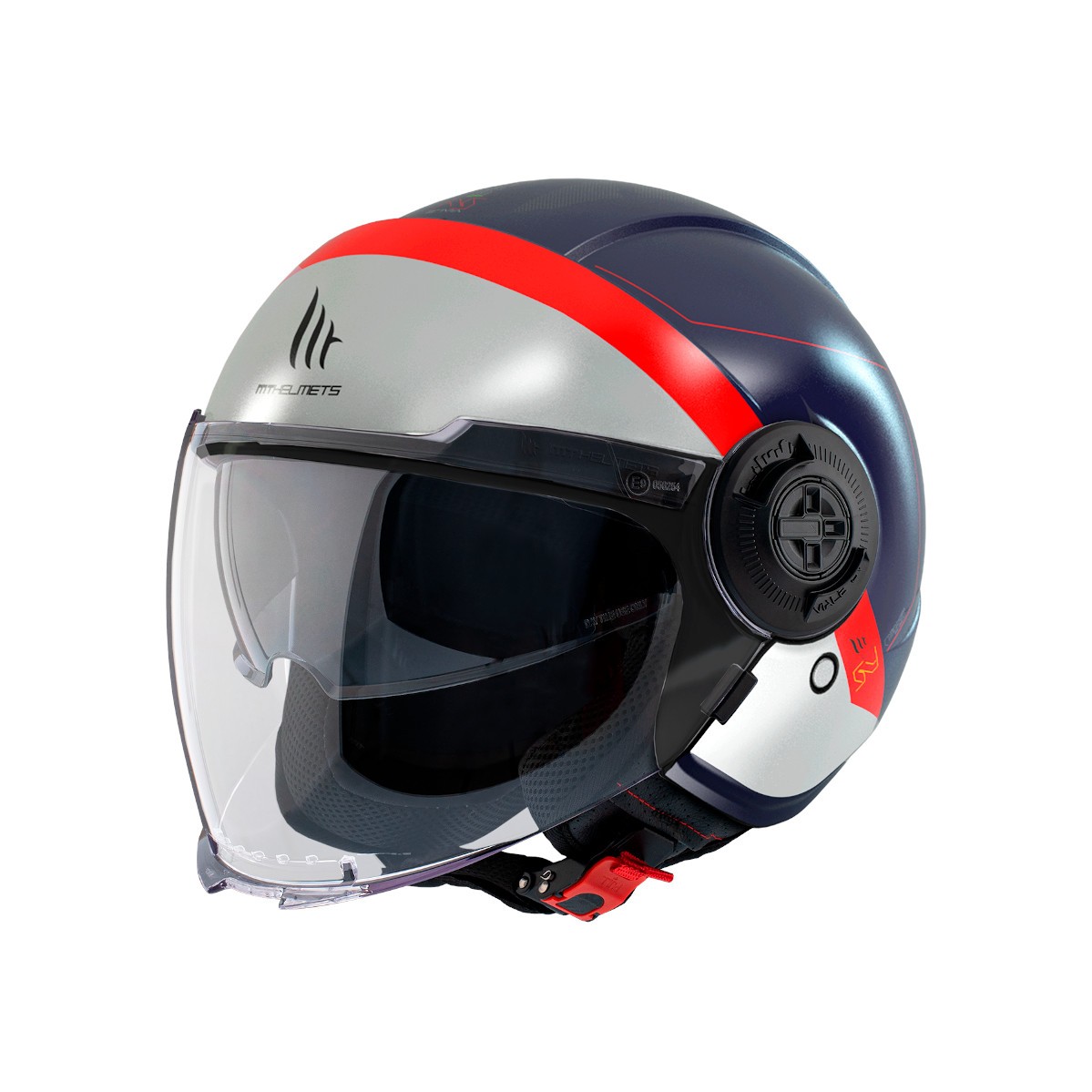 Casco Jet MT VIALE SV S 68 UNITS D7 Azul/Gris Mate