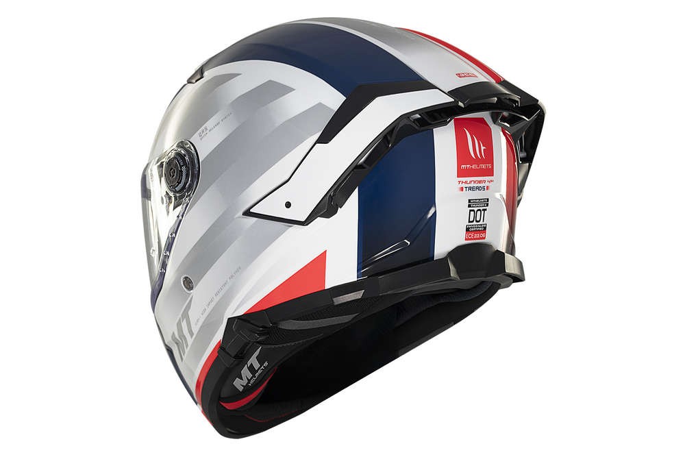 Casco Integral MT THUNDER 4 SV TREADS C7 Blanco/ Azul/ Rojo BRILLO 4