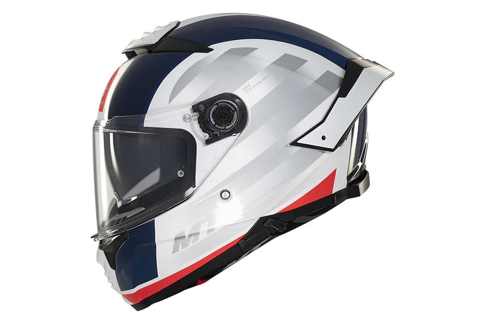 Casco Integral MT THUNDER 4 SV TREADS C7 Blanco/ Azul/ Rojo BRILLO