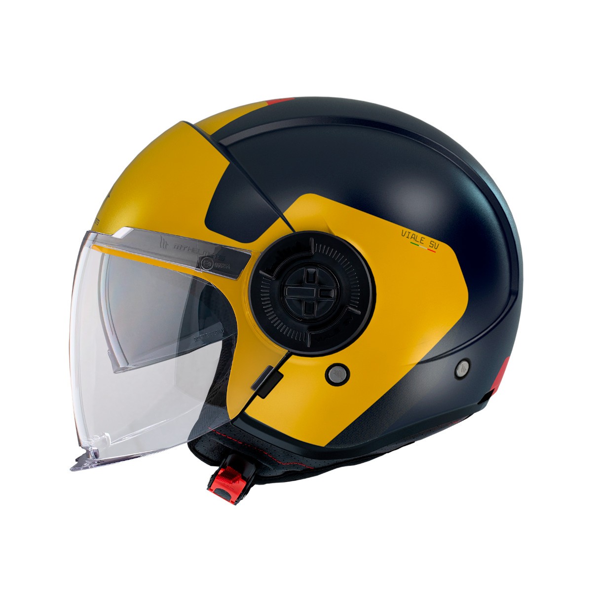 Casco Jet MT VIALE SV S BETA D3 Amarillo/Negro Mate