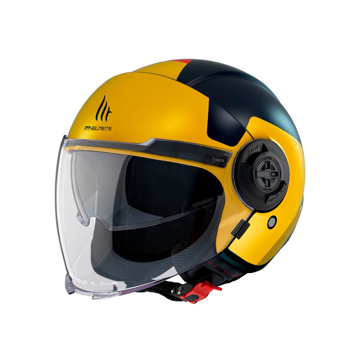 Casco Jet MT VIALE SV S BETA D3 Amarillo/Negro Mate