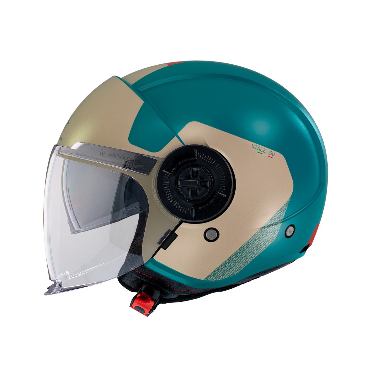 Casco Jet MT VIALE SV S BETA E7 Azul/Blanco Mate