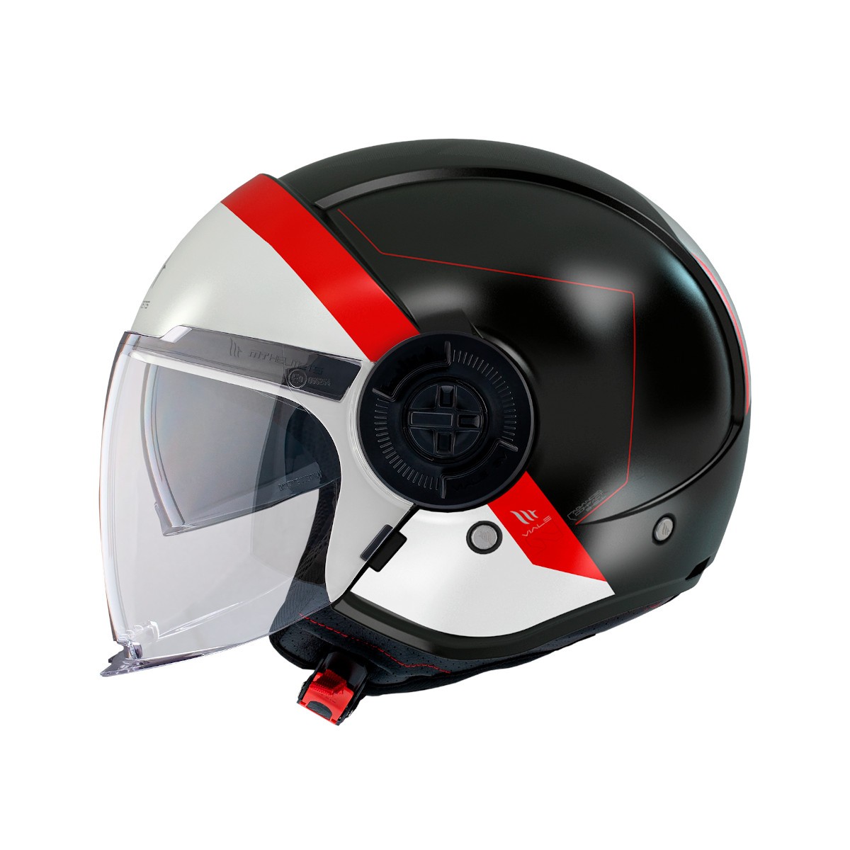 Casco Jet MT VIALE SV S 68 UNITS A5 Negro/Blanco/Rojo