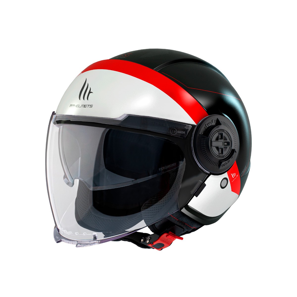 Casco Jet MT VIALE SV S 68 UNITS A5 Negro/Blanco/Rojo 1