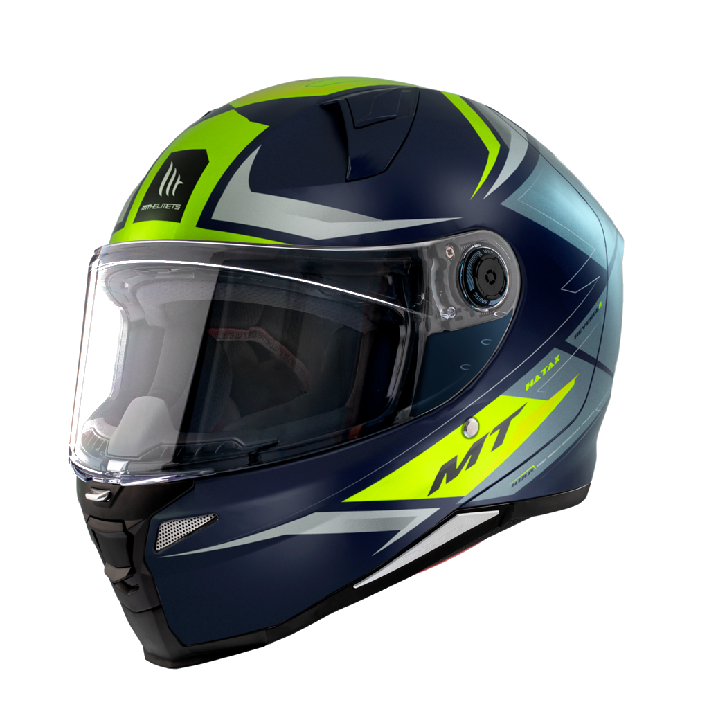 Casco Integral MT REVENGE 2 S HATAX C3 Azul/Amarillo Fluor Mate ECE 22.06 1