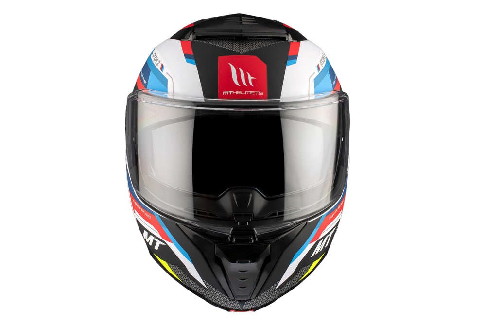 Casco Modular MT ATOM 2 SV BAST A0 Blanco Perla Azul Rojo BRILLO