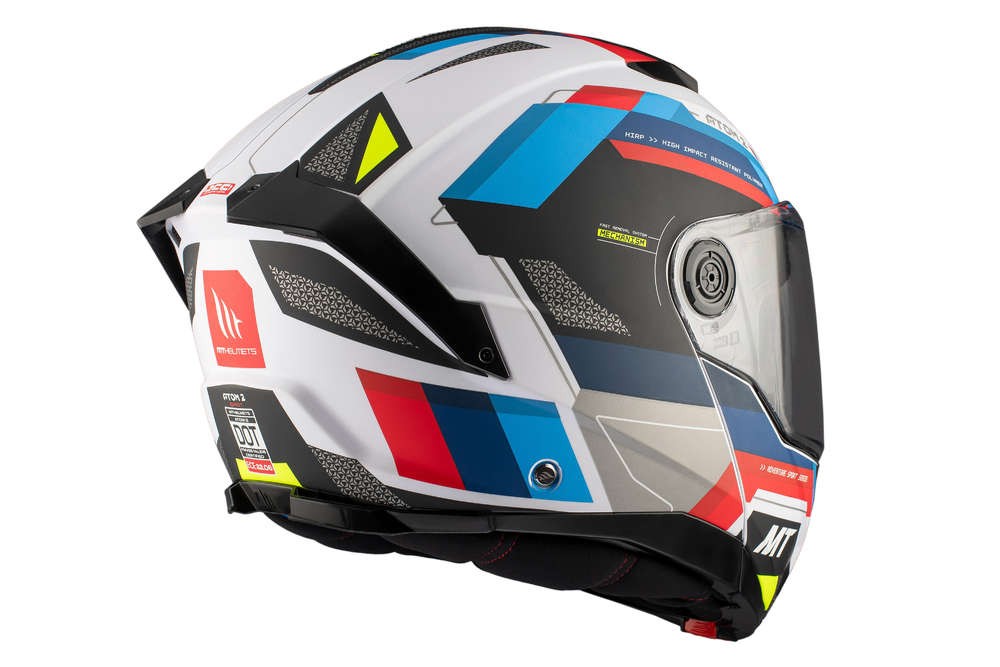 Casco Modular MT ATOM 2 SV BAST A0 Blanco Perla Azul Rojo BRILLO