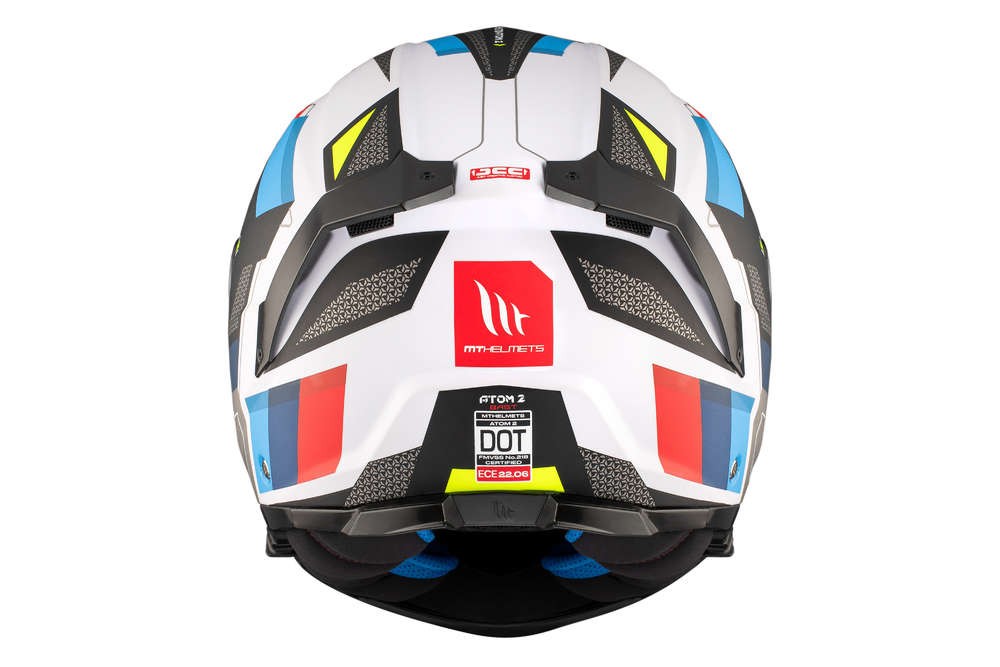 Casco Modular MT ATOM 2 SV BAST A0 Blanco Perla Azul Rojo BRILLO