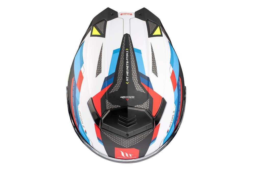 Casco Modular MT ATOM 2 SV BAST A0 Blanco Perla Azul Rojo BRILLO