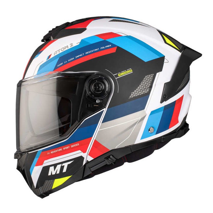 Casco Modular MT ATOM 2 SV BAST A0 Blanco Perla Azul Rojo BRILLO