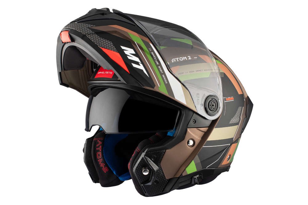 Casco Modular MT ATOM 2 SV BAST A6 VERDE/ORO MATE