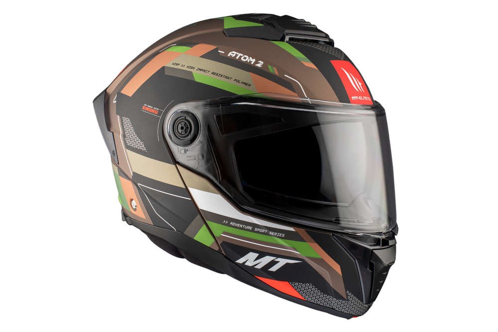 Casco Modular MT ATOM 2 SV BAST A6 VERDE/ORO MATE