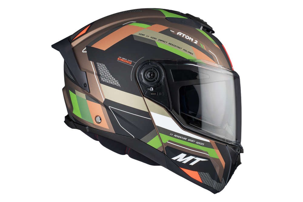 Casco Modular MT ATOM 2 SV BAST A6 VERDE/ORO MATE