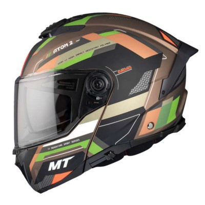 Casco Modular MT ATOM 2 SV BAST A6 VERDE/ORO MATE