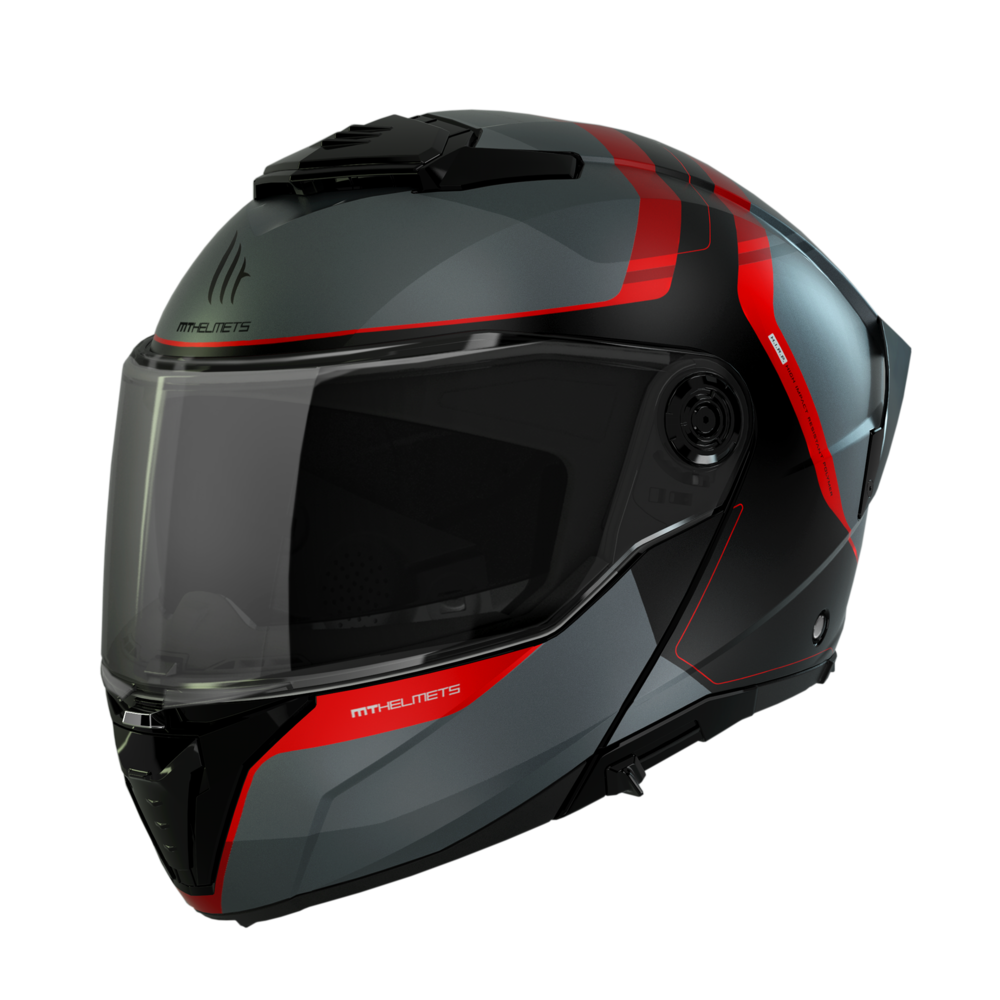 Casco Modular MT ATOM 2 SV EMALLA B15 GRIS/ROJO MATE 1