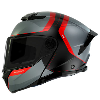 Casco Modular MT ATOM 2 SV EMALLA B15 GRIS/ROJO MATE