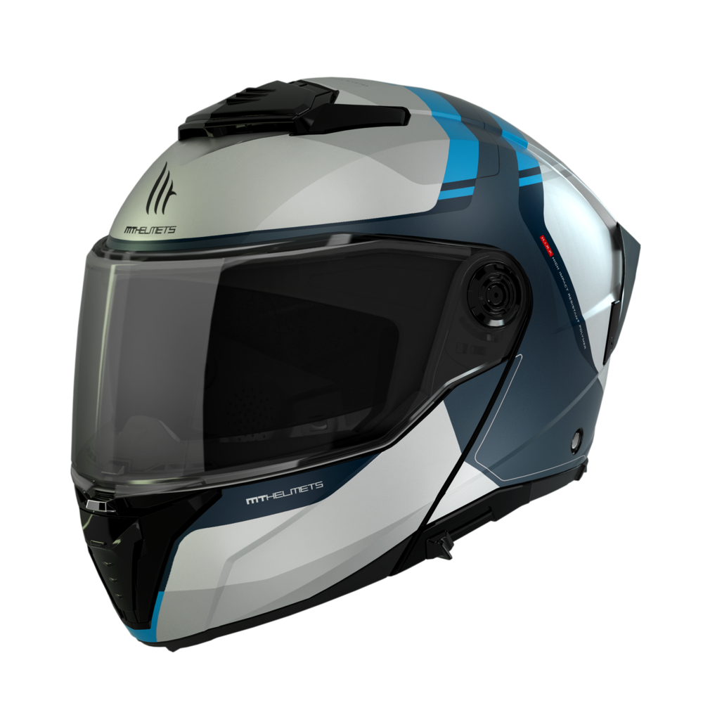 Casco Modular MT ATOM 2 SV EMALLA C17 BLANCO/AZUL MATE