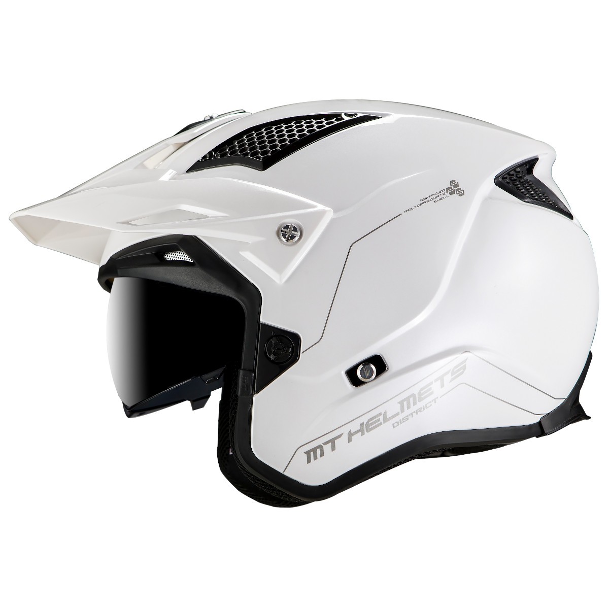 Casco Trial MT DISTRICT SV S Solid A0 Blanco Brillo