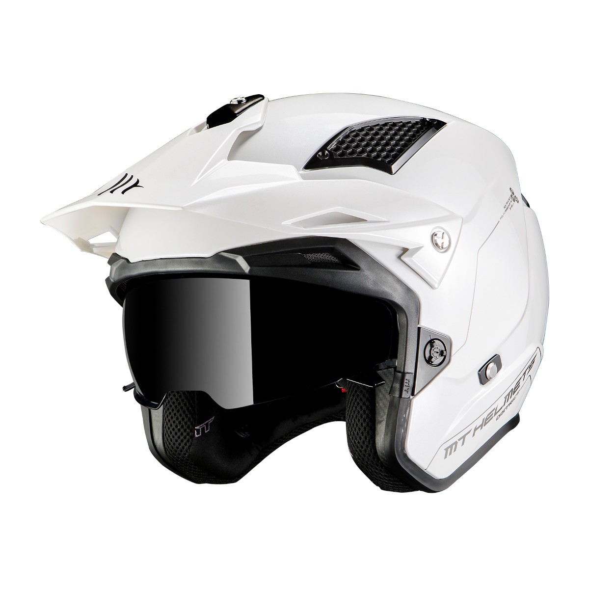 Casco Trial MT DISTRICT SV S Solid A0 Blanco Brillo