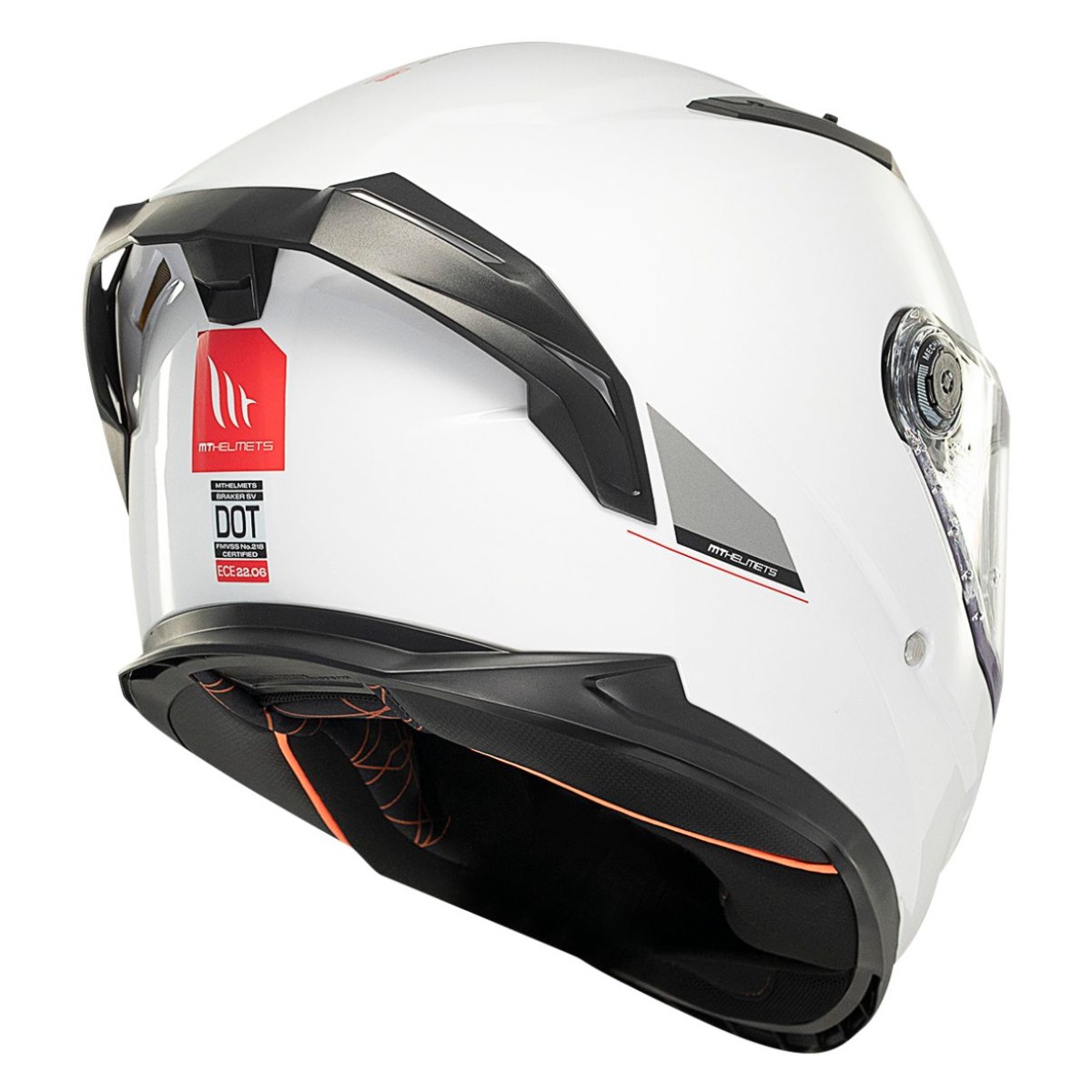 Casco Integral MT BRAKER SV SOLID A0 Blanco Perla Brillo