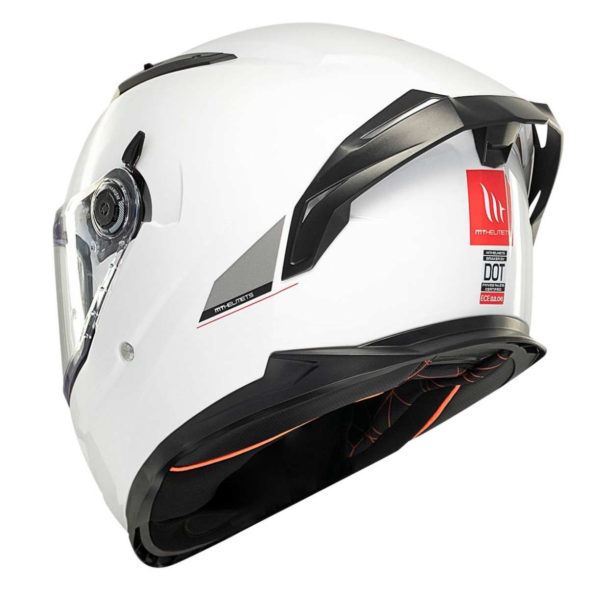 Casco Integral MT BRAKER SV SOLID A0 Blanco Perla Brillo