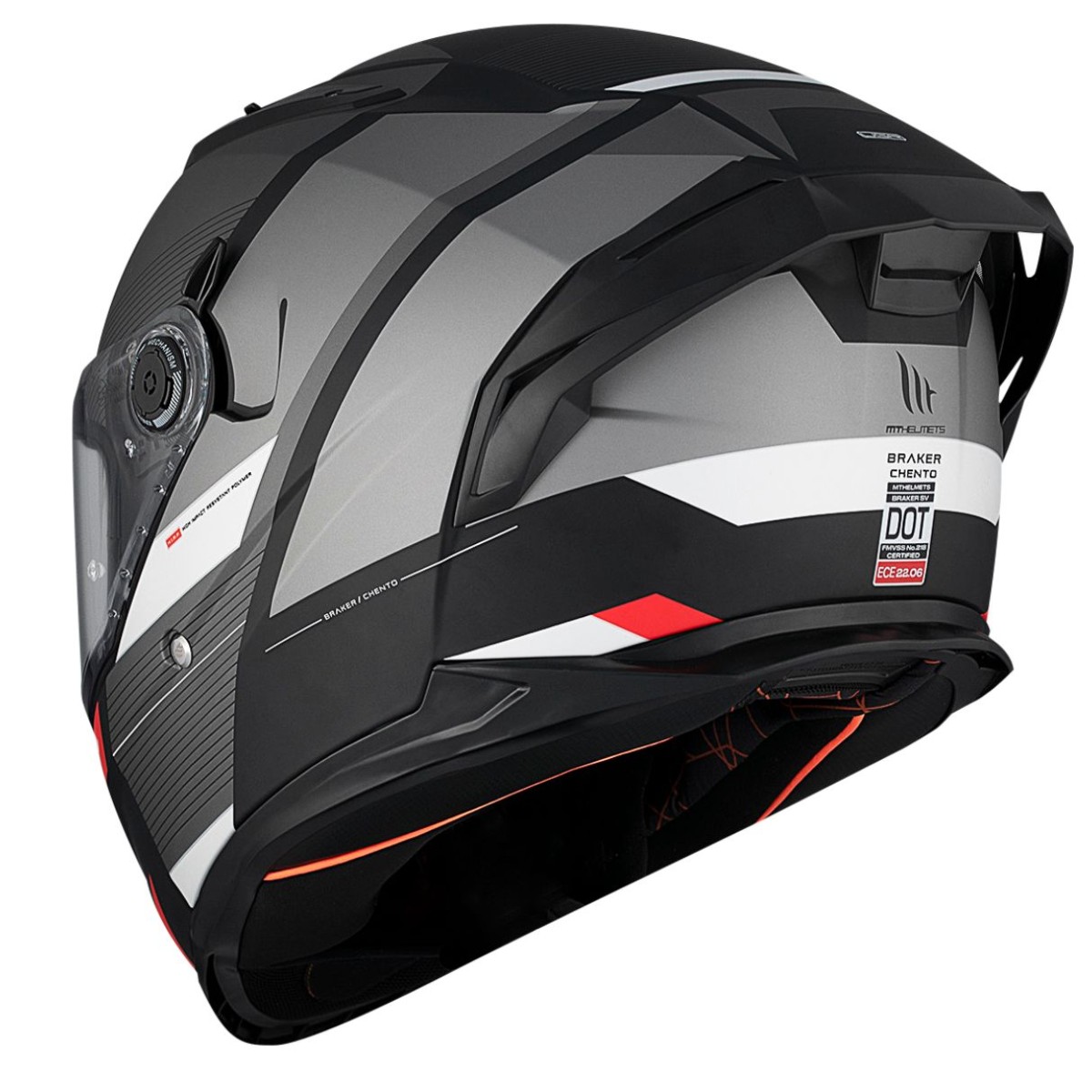 Casco Integral MT BRAKER SV CHENTO B0 Negro/Gris Mate