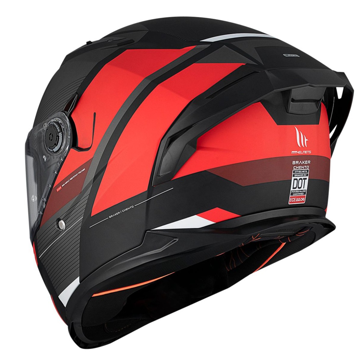 Casco Integral MT BRAKER SV CHENTO B5 Negro/Rojo Mate