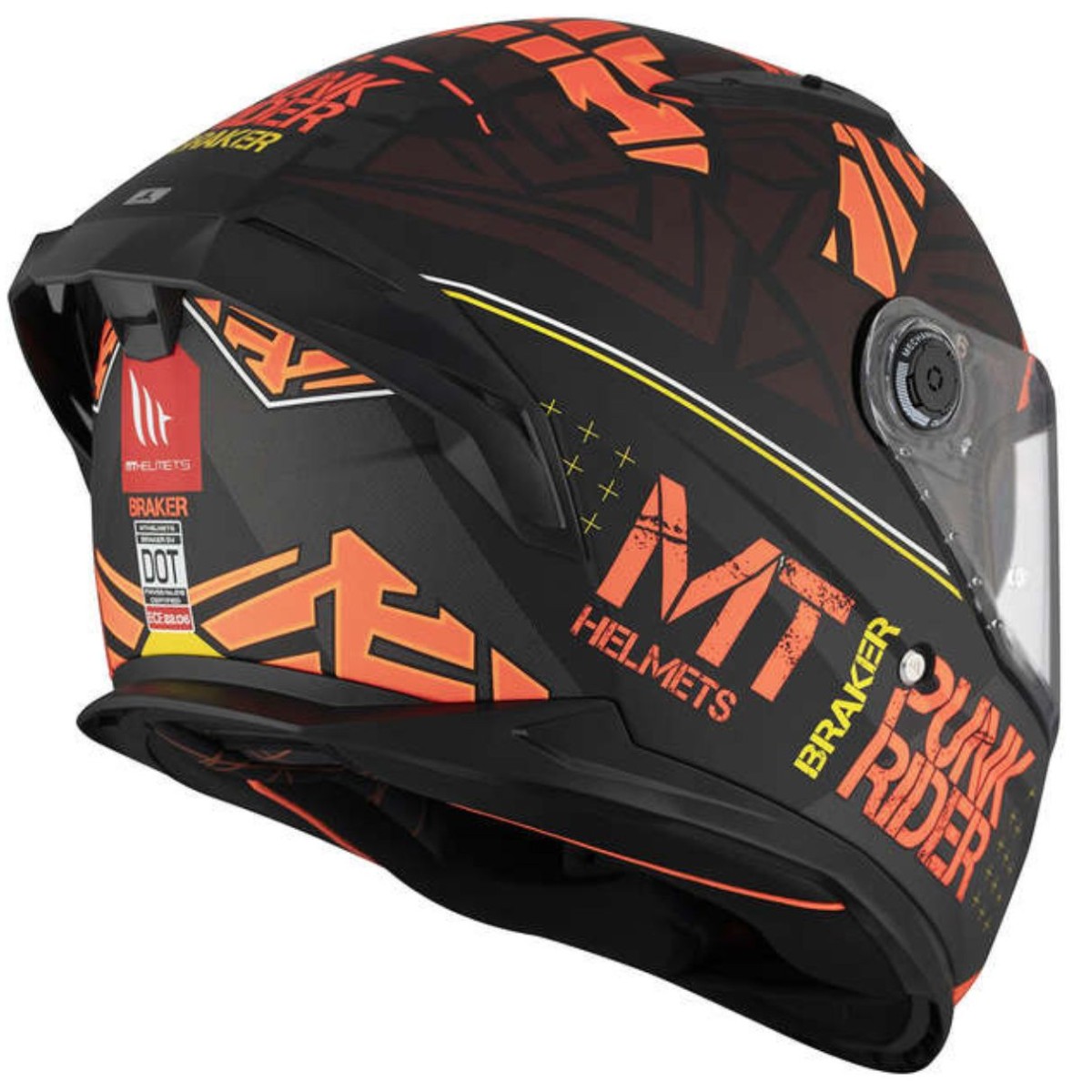 Casco Integral MT BRAKER SV PUNK RIDER B5 Negro/Naranja Mate 1