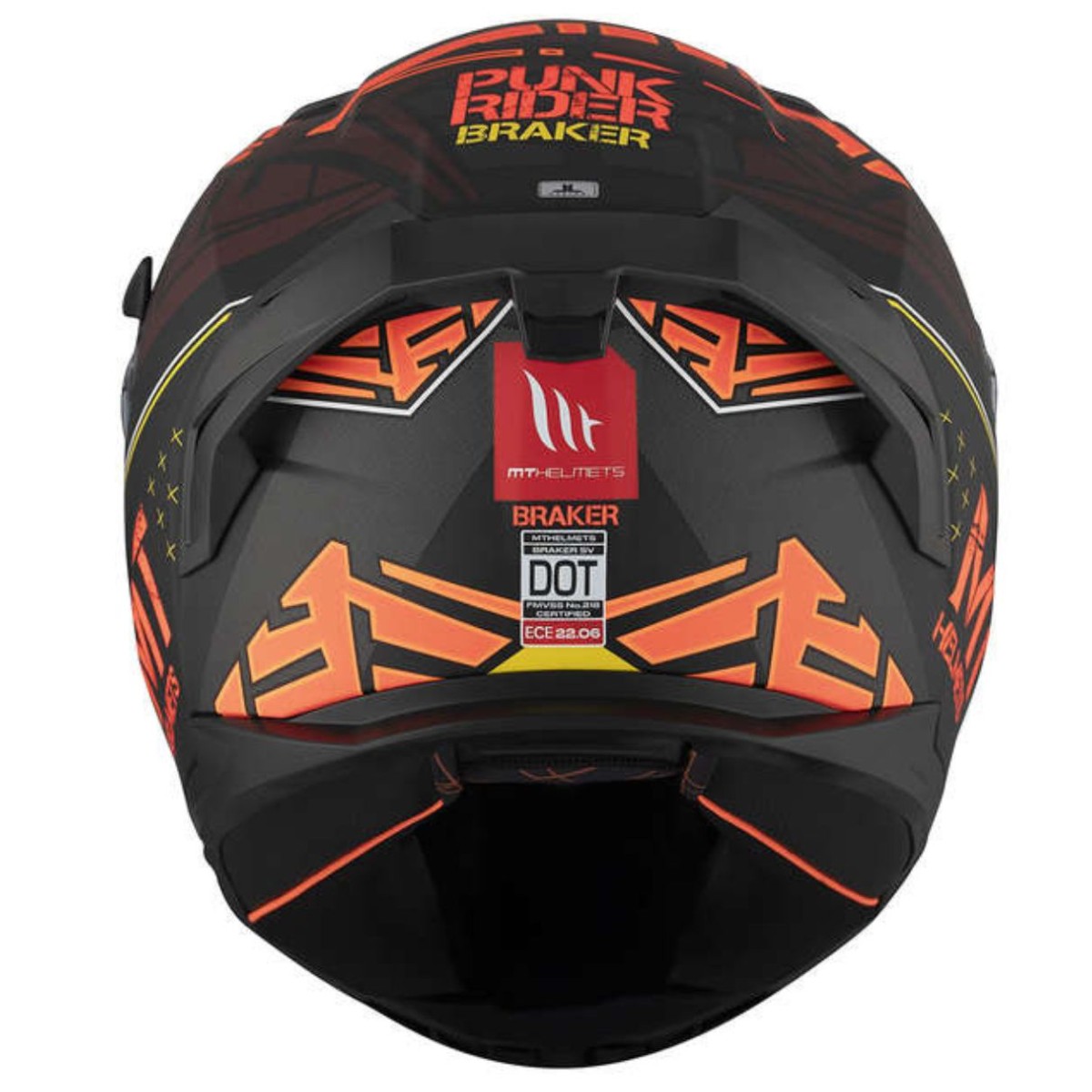 Casco Integral MT BRAKER SV PUNK RIDER B5 Negro/Naranja Mate 4