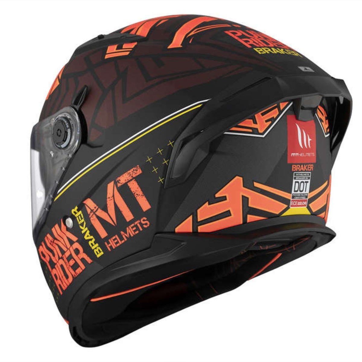 Casco Integral MT BRAKER SV PUNK RIDER B5 Negro/Naranja Mate 6