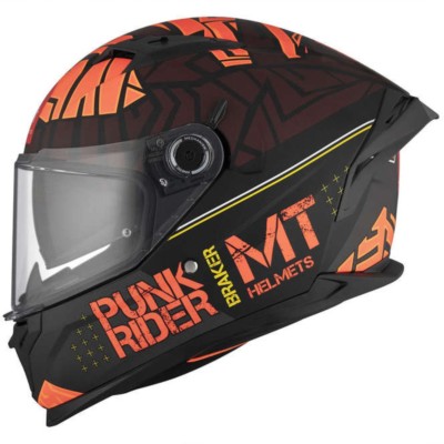 Casco Integral MT BRAKER SV PUNK RIDER B5 Negro/Naranja Mate