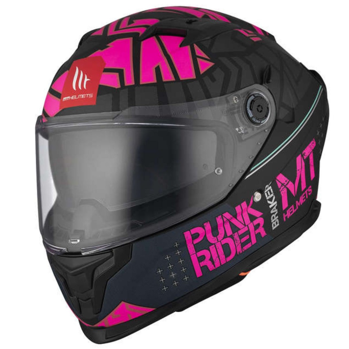 Casco Integral MT BRAKER SV PUNK RIDER B8 Negro/Fucsia Mate 1