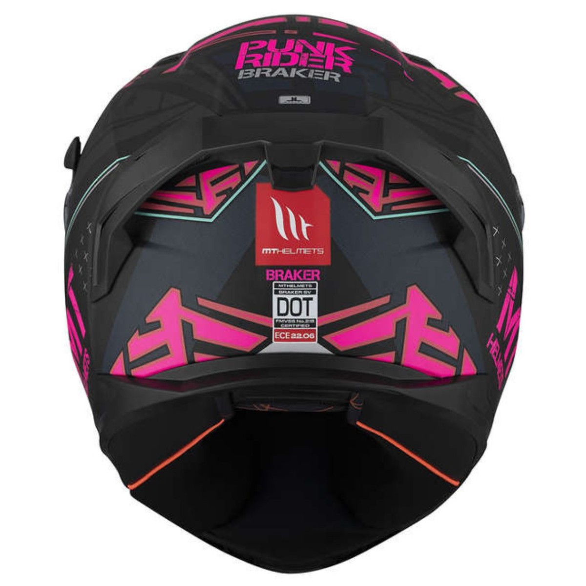 Casco Integral MT BRAKER SV PUNK RIDER B8 Negro/Fucsia Mate 6