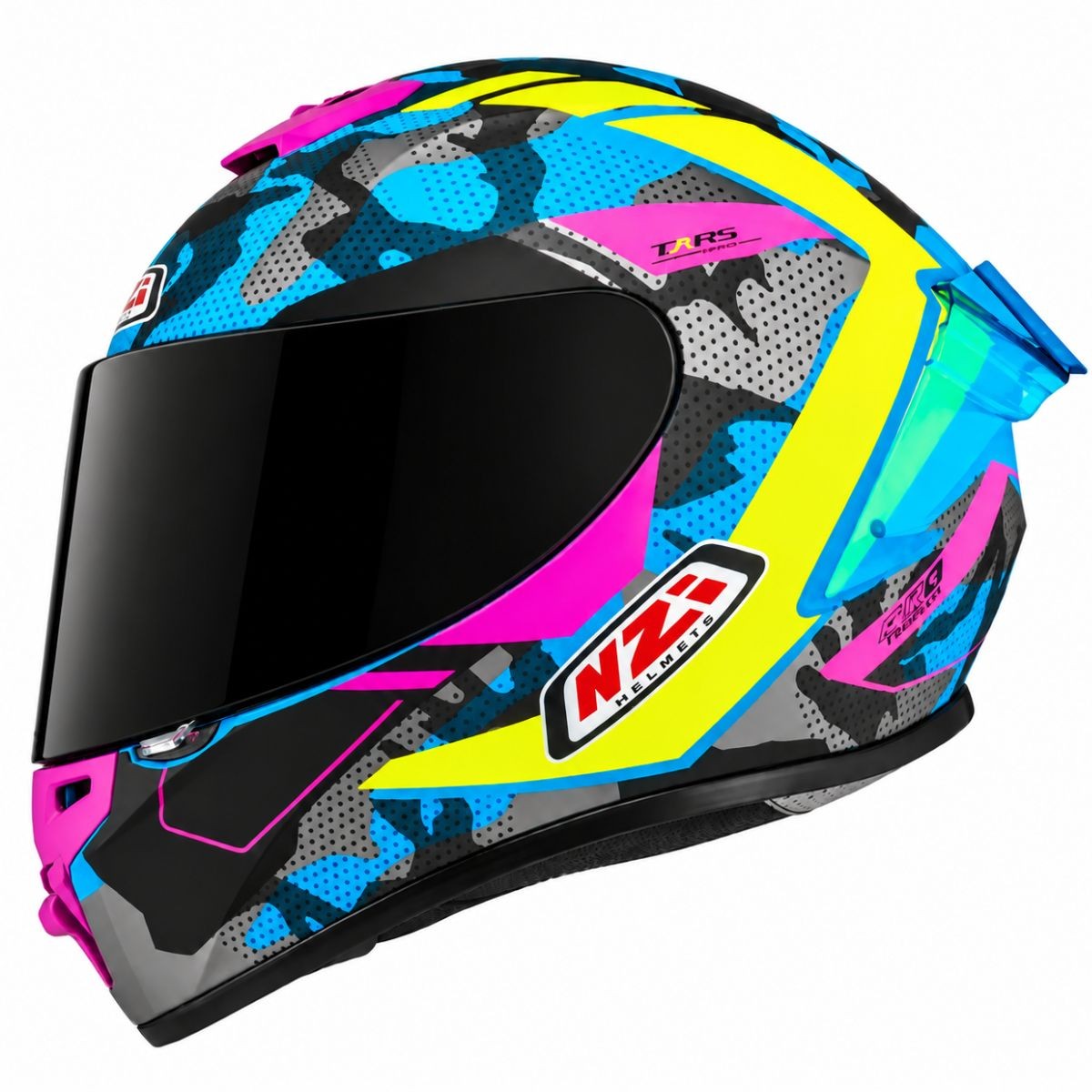 Casco NZI Trendy 3 STREAM CAMU Neon, Azul, Rosa Mate + Pantalla Negra Regalo 1