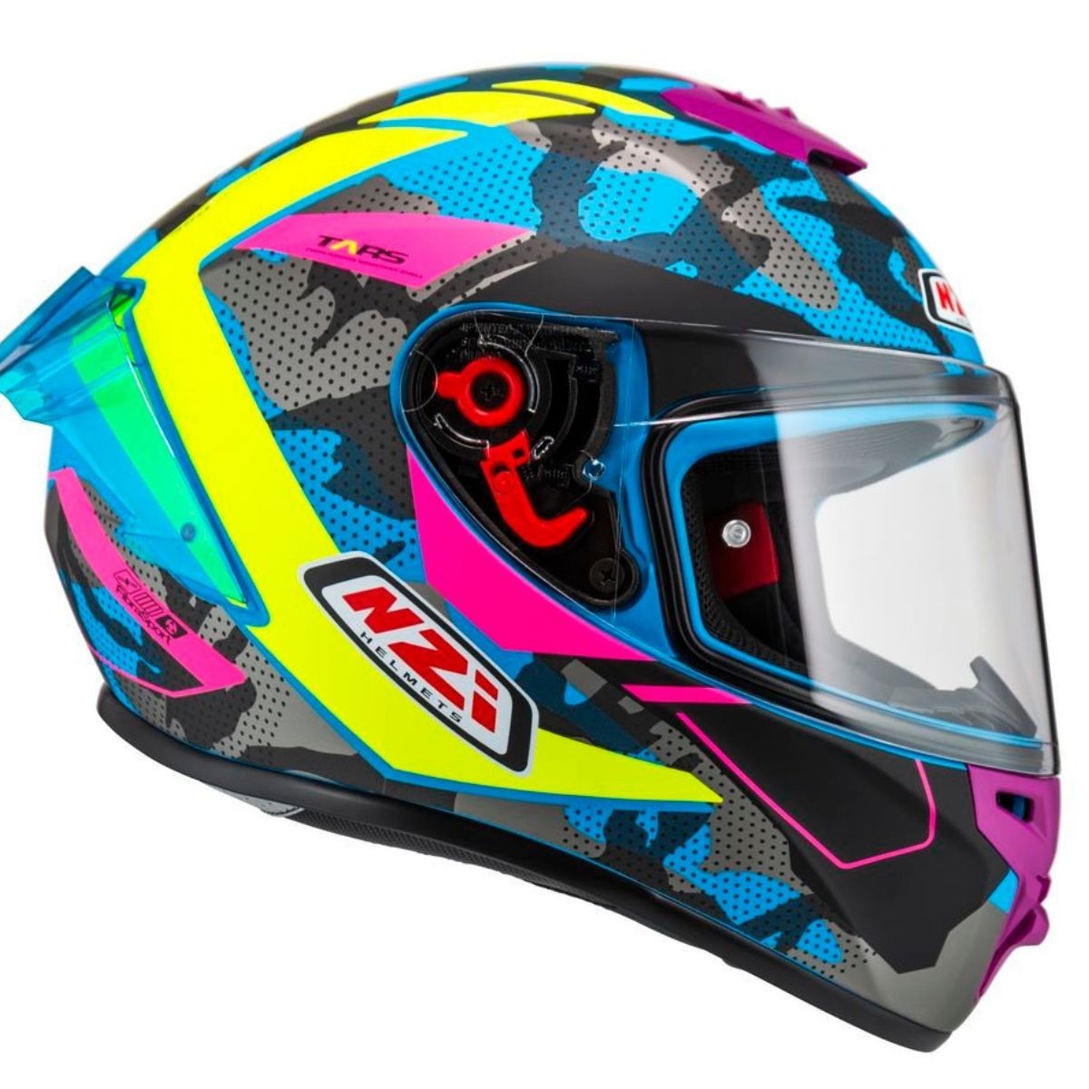 Casco NZI Trendy 3 STREAM CAMU Neon, Azul, Rosa Mate + Pantalla Negra Regalo 4