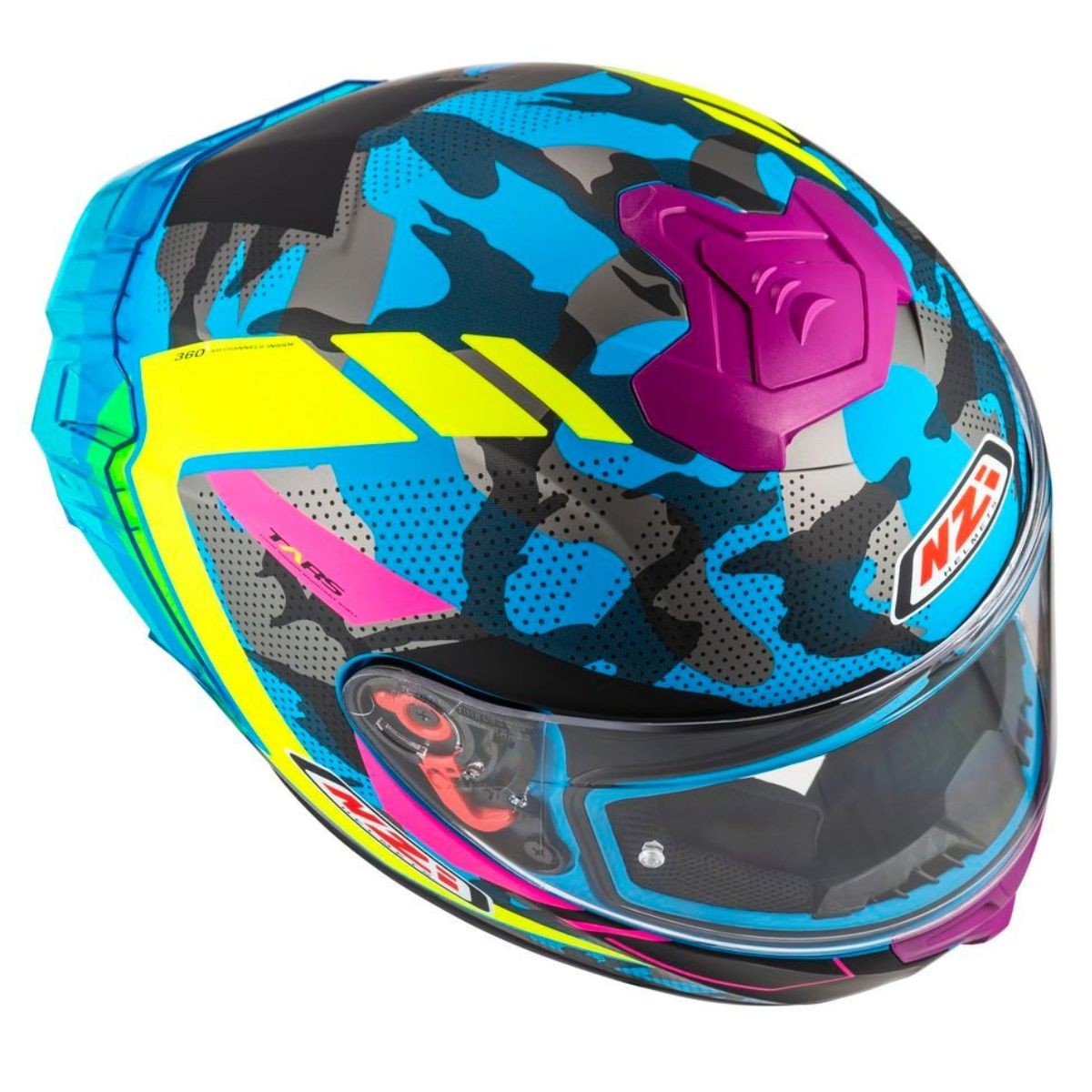 Casco NZI Trendy 3 STREAM CAMU Neon, Azul, Rosa Mate + Pantalla Negra Regalo 5