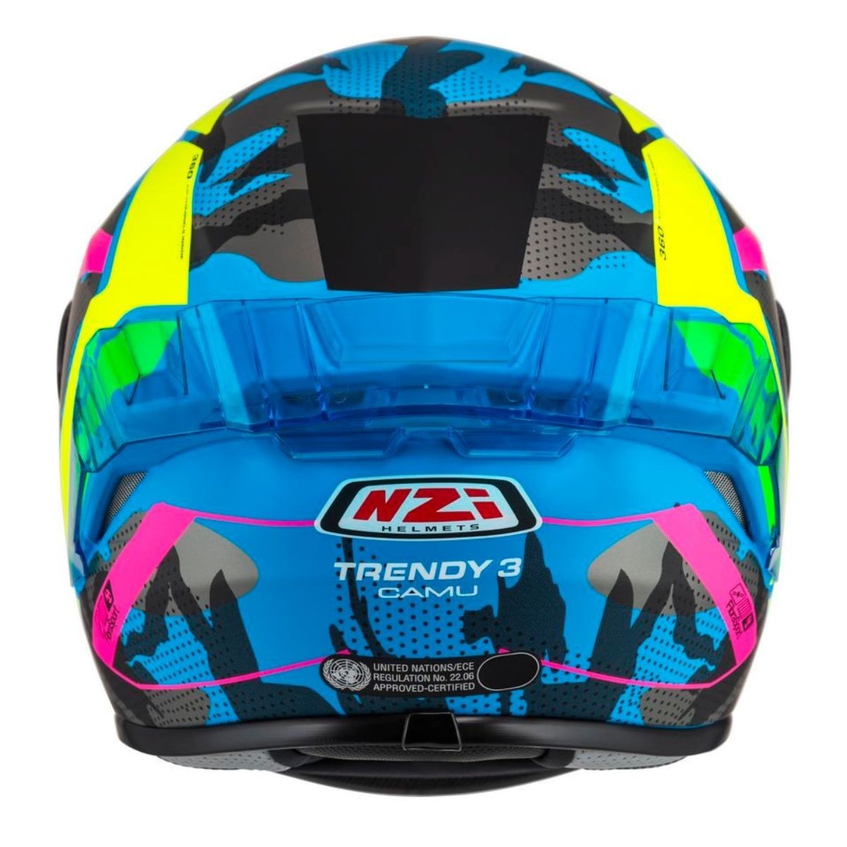 Casco NZI Trendy 3 STREAM CAMU Neon, Azul, Rosa Mate + Pantalla Negra Regalo 6