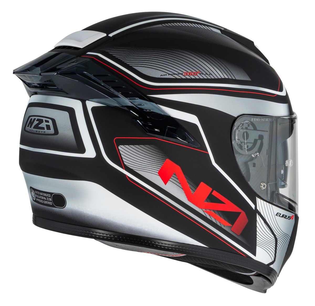Casco NZI EURUS 4 STREAM DUO CHARMANT Negro/Blanco Mate 4