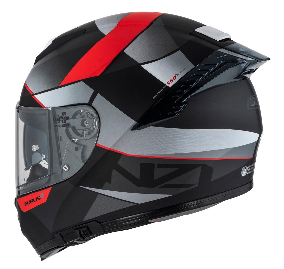 Casco NZI EURUS 4 STREAM DUO VANGUARD Negro/Rojo Mate 3