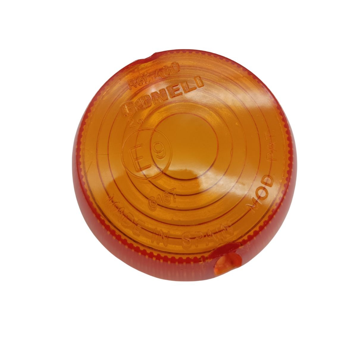 Cristal de recambio homologado para intermitentes Mobylette, Ducati y Bultaco. Referencia 0246000. Repuesto esencial para mantener la seguridad y originalidad de tu moto clásica. 2