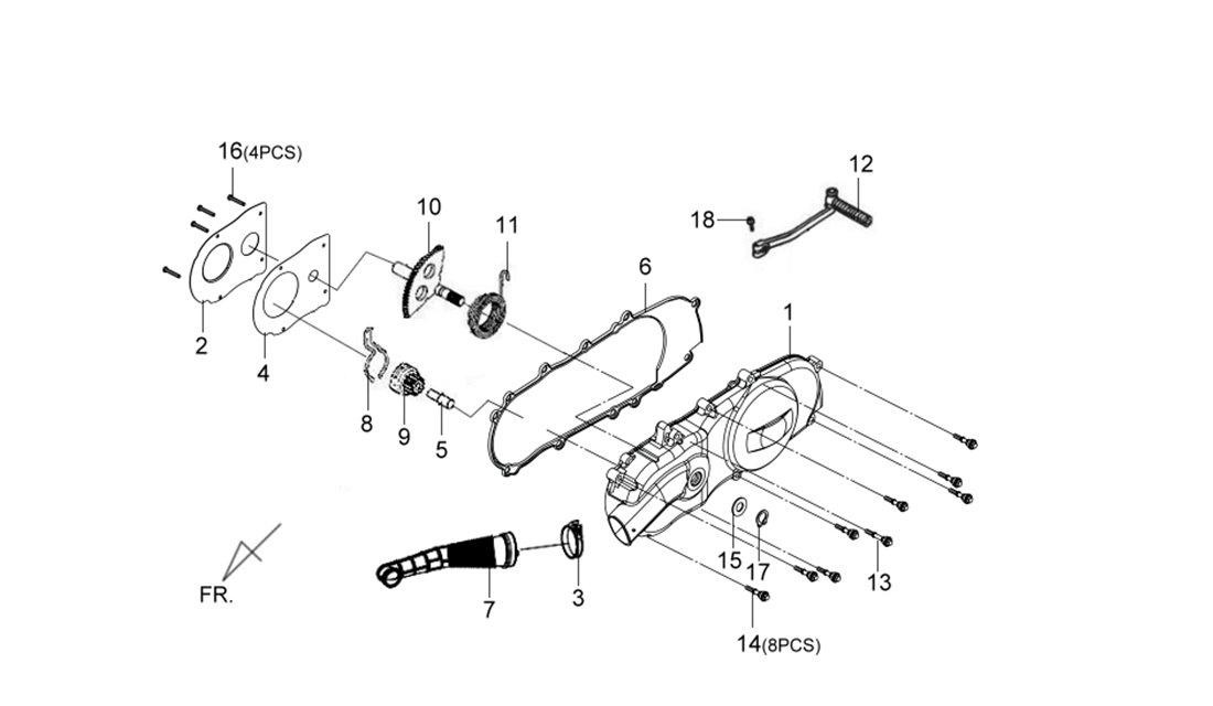 Tubo tapa variador SYM CRUISYM 125, GTS 125, JOYMAX 125