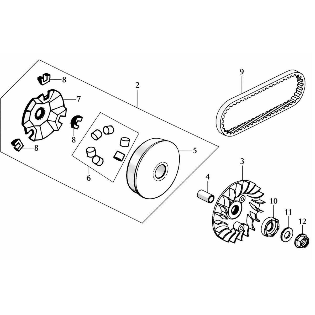 Juego guías variador SYM Joyride 125–200